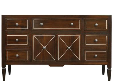 Valentino Sink Base - 60" - Solid Walnut with Silver Accents