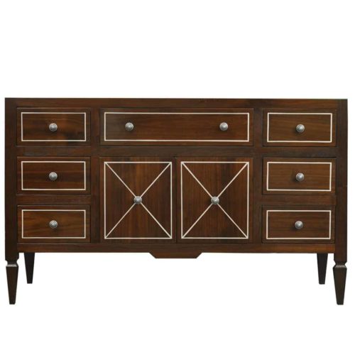 Valentino Sink Base - 60" - Solid Walnut with Silver Accents