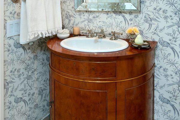 Demilune Sink Base; Designer: Leslie Dean Interiors, Inc.