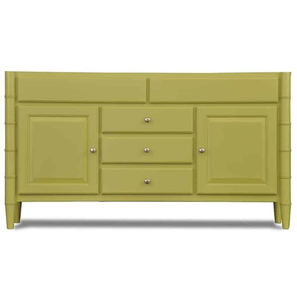 Double Bamboo Sink Base - Offset - in Sassy Green
