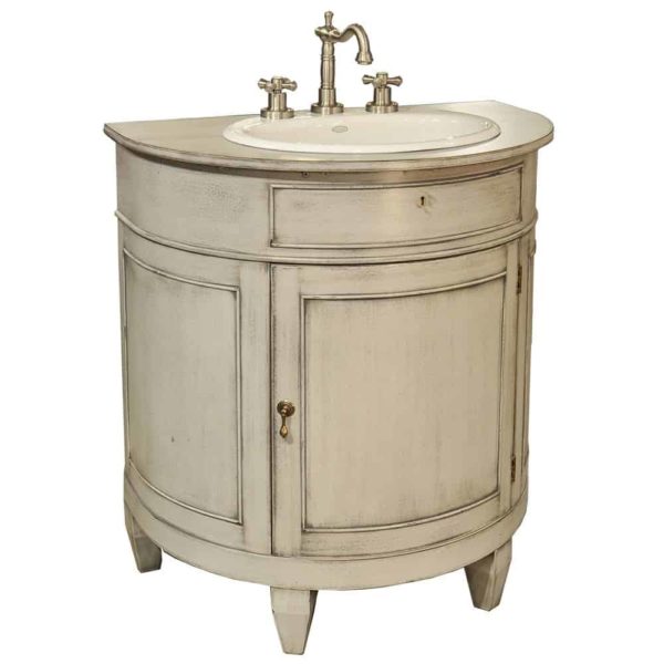 Demilune Sink Base 31"- Hand Painted in French Gray
