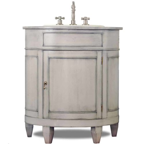 Painted Gray Demilune Sink Base
