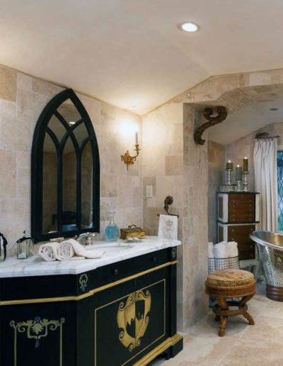 Venetian Sink Bases and Custom Gothic Mirror Frame