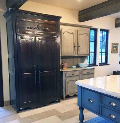 Custom Country French Kitchen Hutch & Fridge Panel