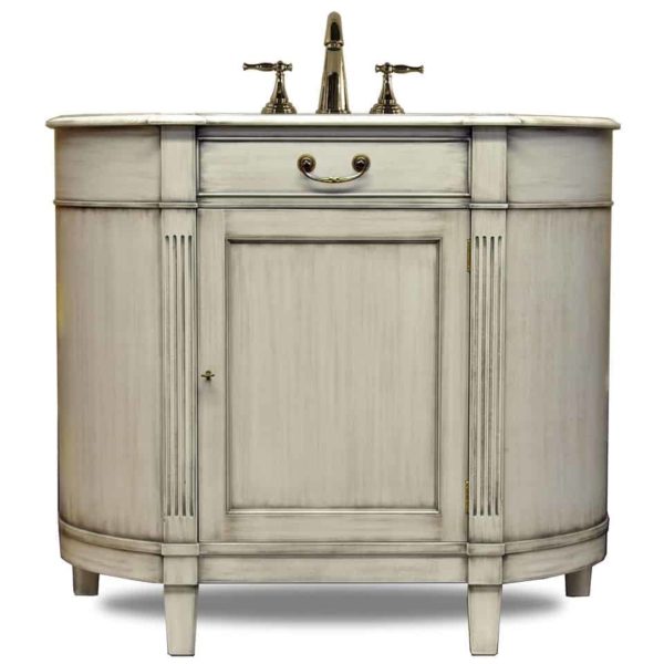 painted flat front demilune vanity