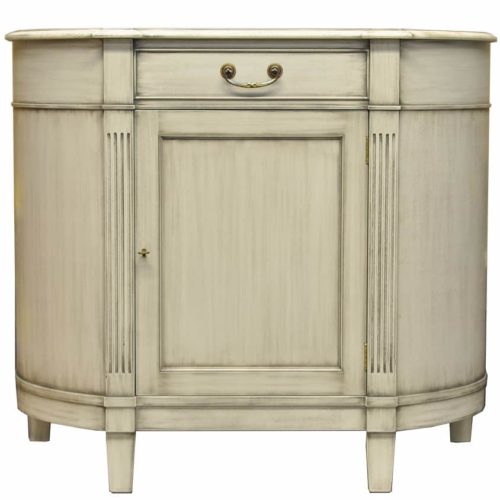 painted flat front demilune vanity