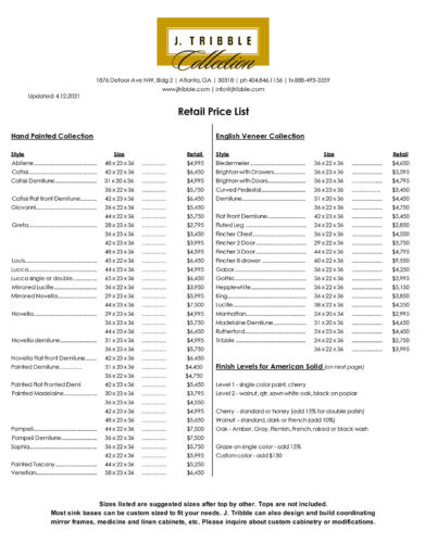 J. Tribble Price List - Page 1