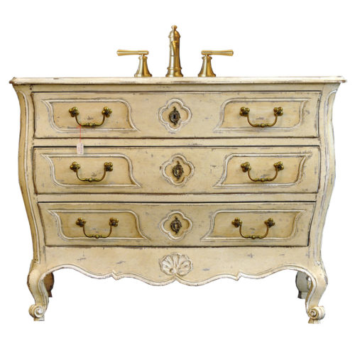 Bombe Louis XV Style Painted Commode