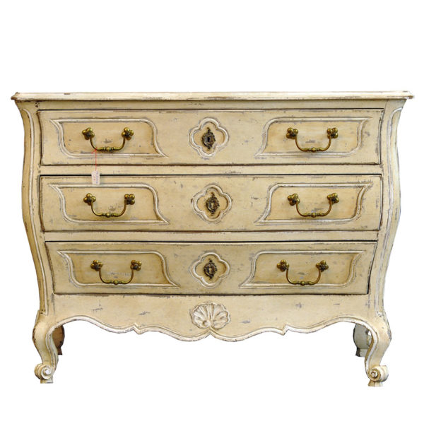 Bombe Louis XV Style Painted Commode