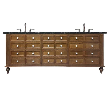 Amber Oak vanity with lots of drawers
