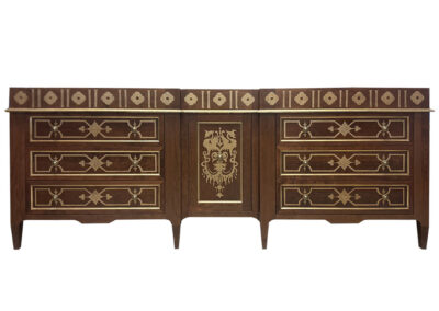 Custom Double Cafissi Sink Base, Cherry with Gold Detail, 96" x 23" x 36" after top